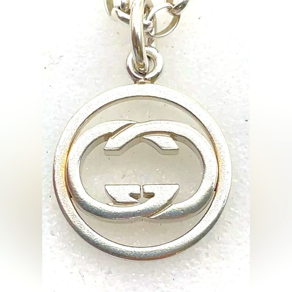 293 Gucci GG Interlocking Logo Silver 925 Necklace - Picture 3 of 7